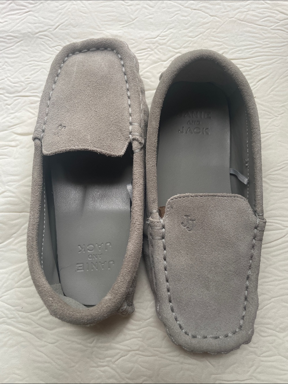 Janie and Jack Kids' Gray Suede Moccasin Loafers size 10 toddler